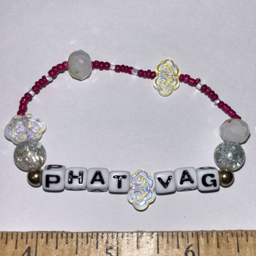 Handmade Pink Beaded Letter Bracelet Y2K Preppy Aesthetic Word Charm Stretch